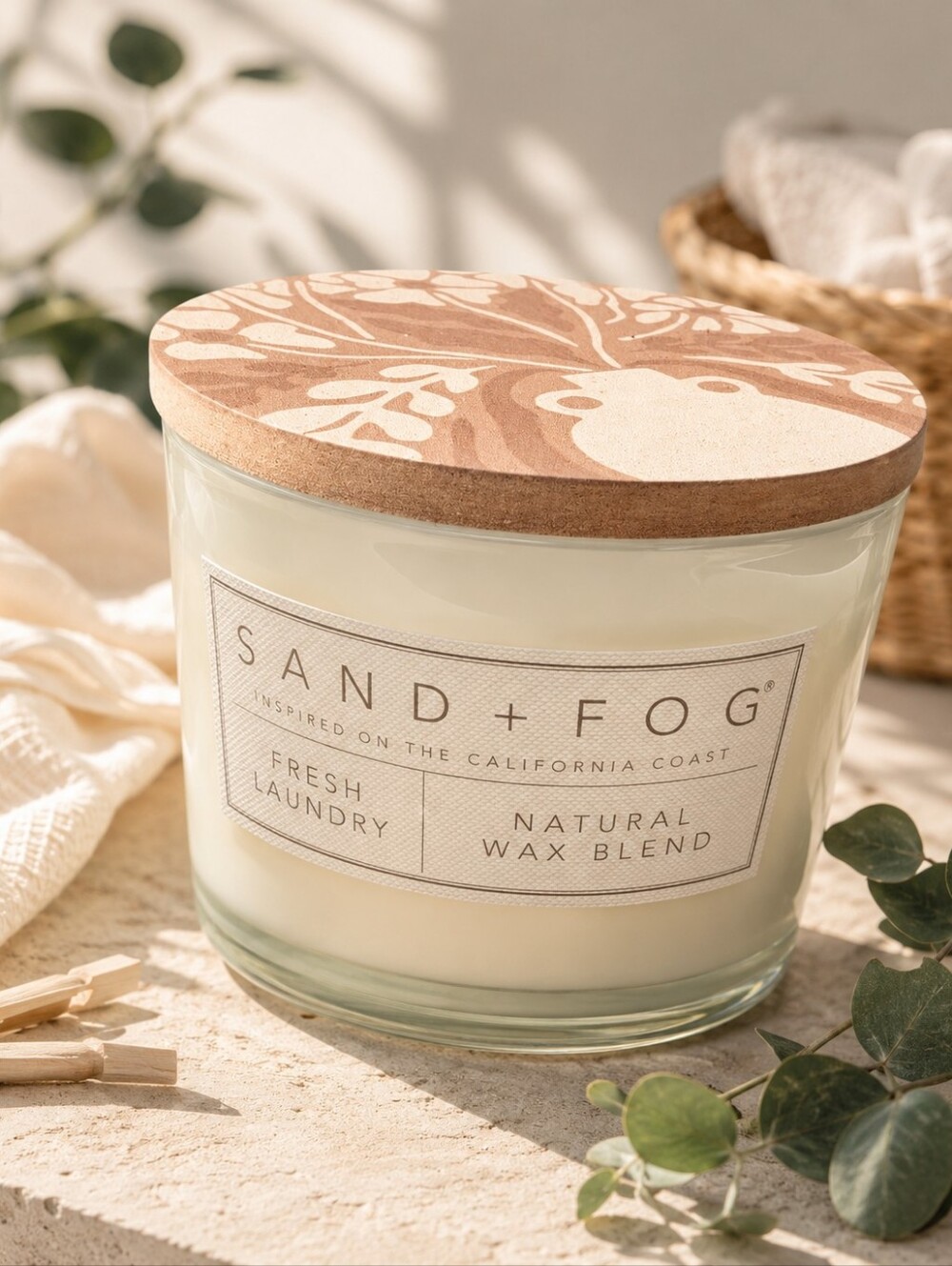 sand + Fog 2 Wick 12oz Fresh Laundry Scented Candle
